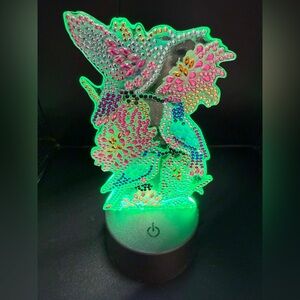 Colorful LED hummingBird and Flower Light   Diamond Art.  New to inventory